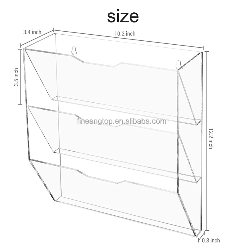 3 Tier Mail Sorter Clear Acrylic Wall Mounted Letter Holder Home Entryway Office Document Organizer Rack