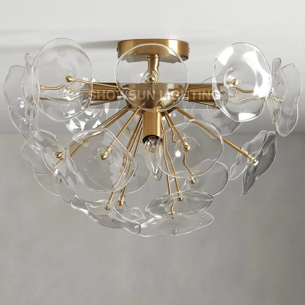 French style bedroom dining room living room vintage handmade glass flush ceiling mount chandelier