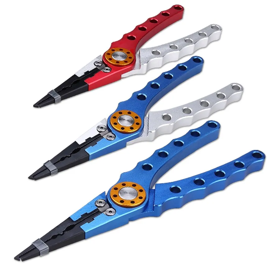 Fish line cutting Lure split ring plier hook remover Aluminum Long nose Fishing pliers7.8 Inch