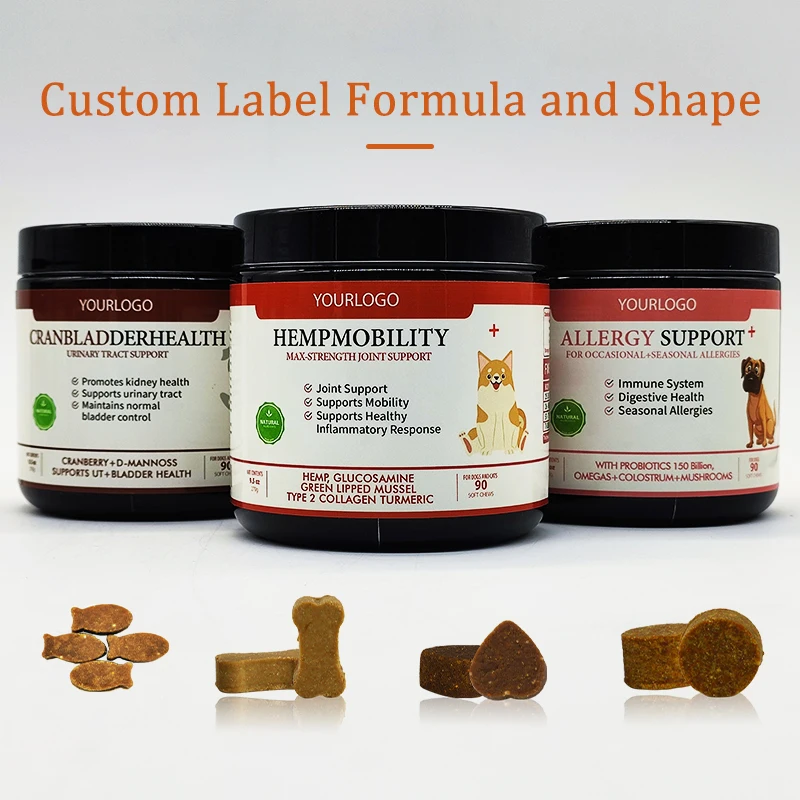 Customization Dog Allergy Supplement Private Label Pet Nutritional Soft Chews Dog Allergy Supplement