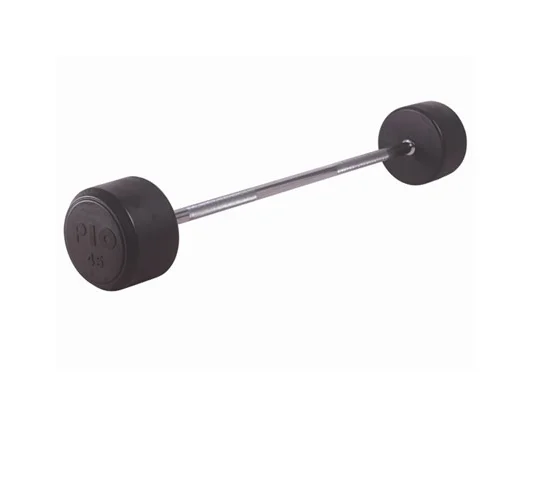 Gym Exercise Equipment Weight Lifting Fixed Curl Rubber Barbell/Straight Rubber Barbell