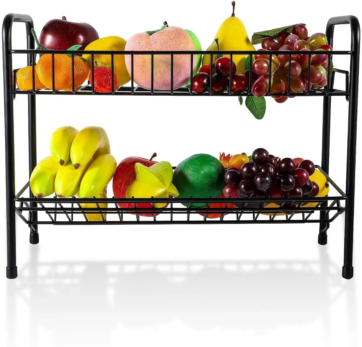 Fruit And Vegetable Storage Basket 2 Tier Fruit And Vegetable Display Stand For Kitchen Countertop