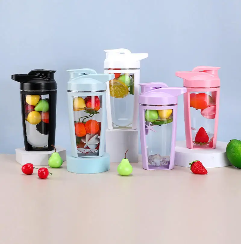 New style custom 650ml plastic sport water bottle clear gym protein shaker bottle with stirring ball