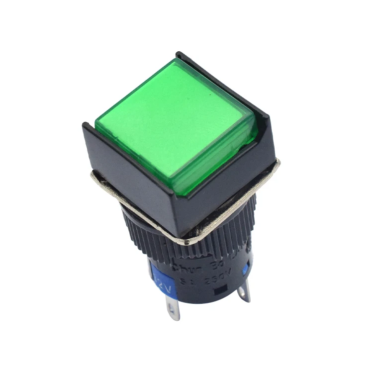 LA160-16A CE 5A 250V Self-reset Push button switch illuminated momentary square push button switch with light