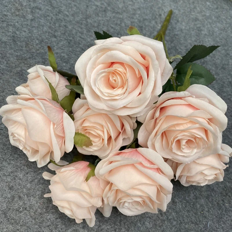 Artificial Wedding Decoration  High Quality 9 Heads  Rose Bouquet Floral Flowers Silk Rose Bouquets Flower