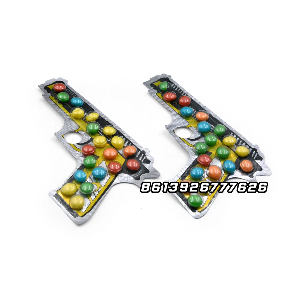 Fruit chewy candy jelly tablet candy gun shape fruit flavor candy bean