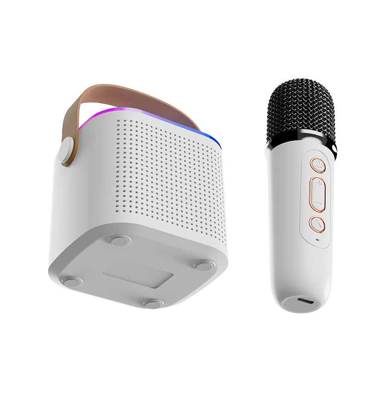 Karaoke Machine for KidsMiniPortable Bluetuth KaraokeSpeakerwith 2 Wireless Mics and Colorful Lights for Kids
