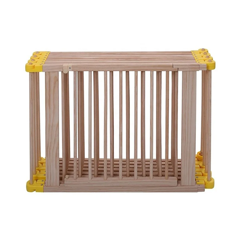 Custom Hexagonal Foldable Baby Playpen New Zealand Pine Crawling Guardrail Indoor Baby Playpen With Gate