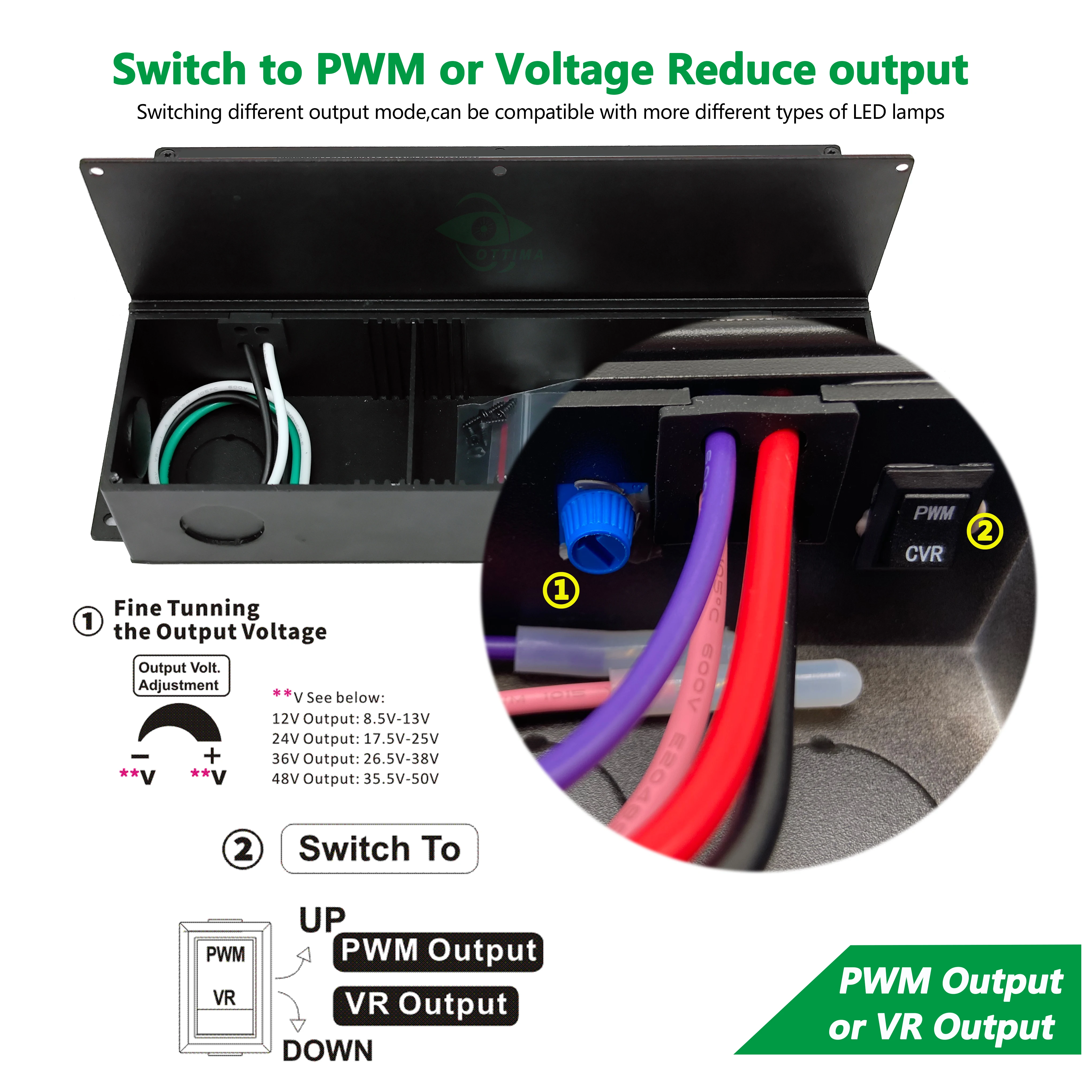OTM-VPA60-J 12 UL cUL Triac Диммируемый драйвер 0-10v 1-10v светодиодный освещения 60W 12V