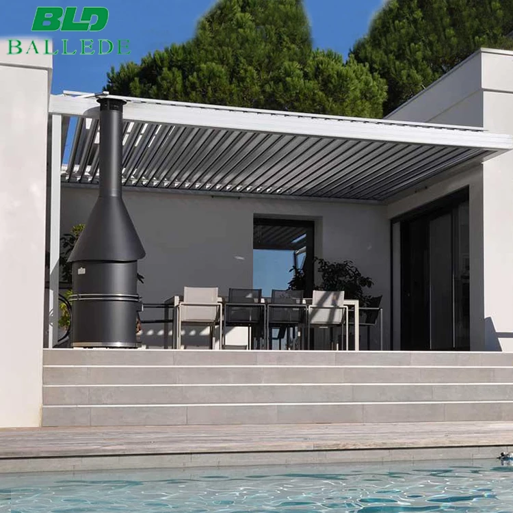 Build a pergola waterproof automatic motorized aluminio retractable outdoor electric pergola roof aluminium