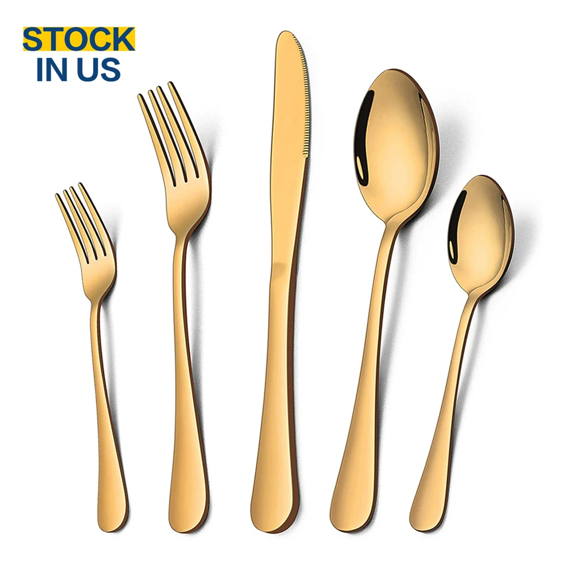 US stocks cutlery sets luxury wed spoon and fork stainless steel black gold silverware cutlery flatware sets