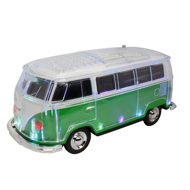 Unique Electronic Promotional Gift Bus Shaped Speaker Wireless Blue tooth LED Radio Speaker with TF USB FM AUX MP3 Player