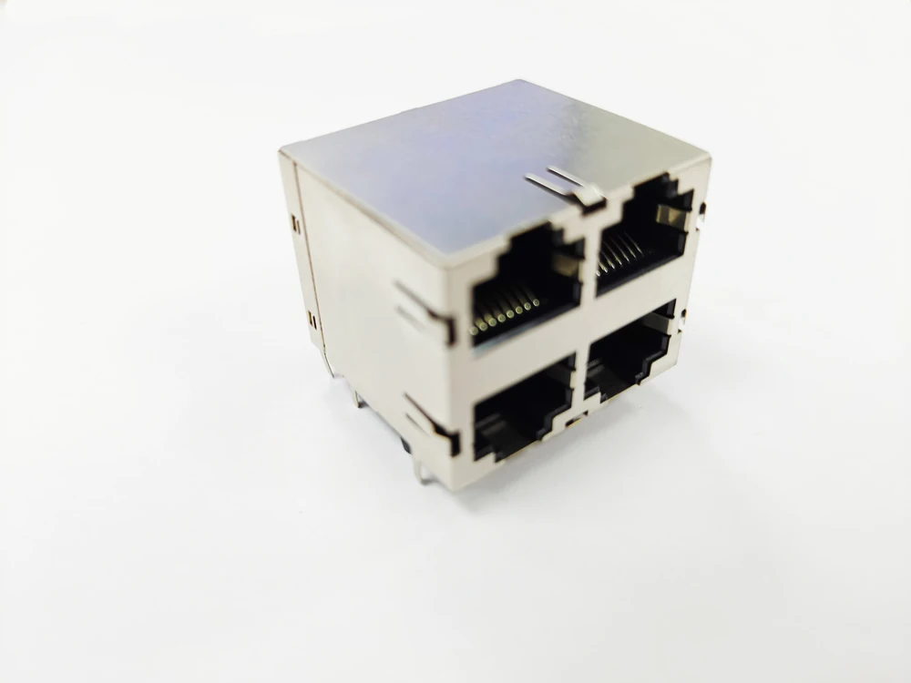 10/100 базовый-T 2x2 порта 8P8C сложенный модульный разъем RJ45 для телекоммуникационного