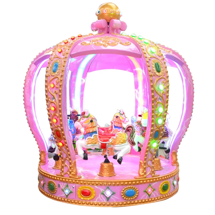 Amusement park rides 6 seats coin operated kiddie swing mini merry go round carousel horse rides