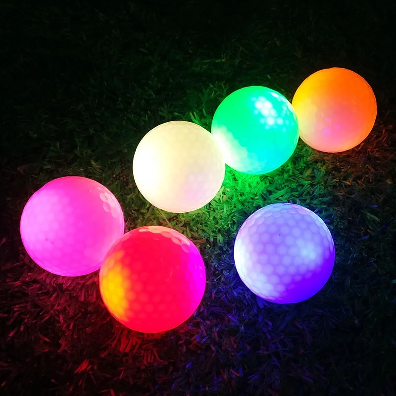 Night light up golf play balls with custom logo glow in the dark LED light up golf balls gift set luminous light up golf balls