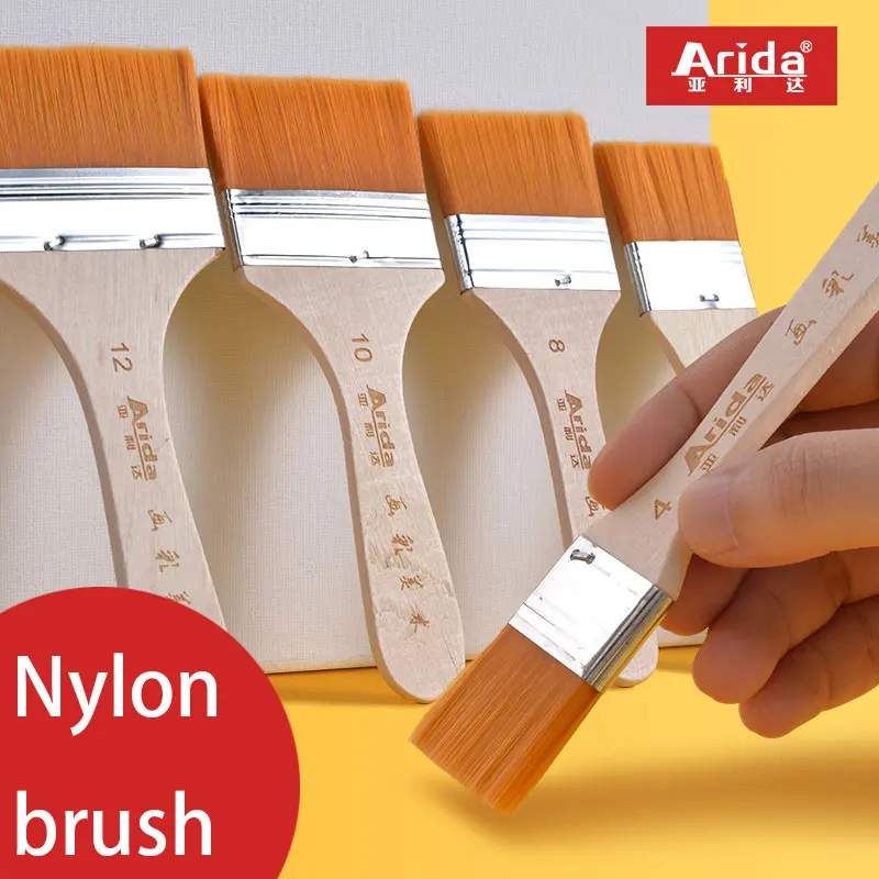 High Quality Nylon Paint Brush Different Size Wooden Handle Watercolor Brushes For Acrylic Oil Painting School Art Supplies