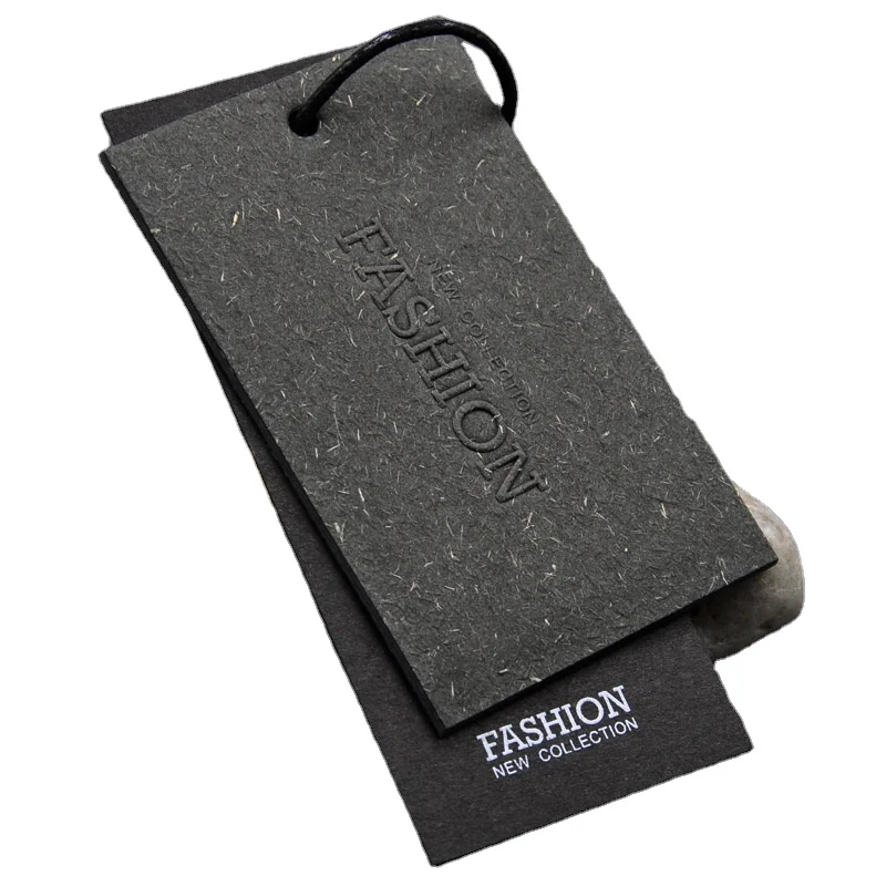 Manufacture Wholesale High Quality Black Matte Cardboard Swing Garment Clothing Hang Tags Embossed