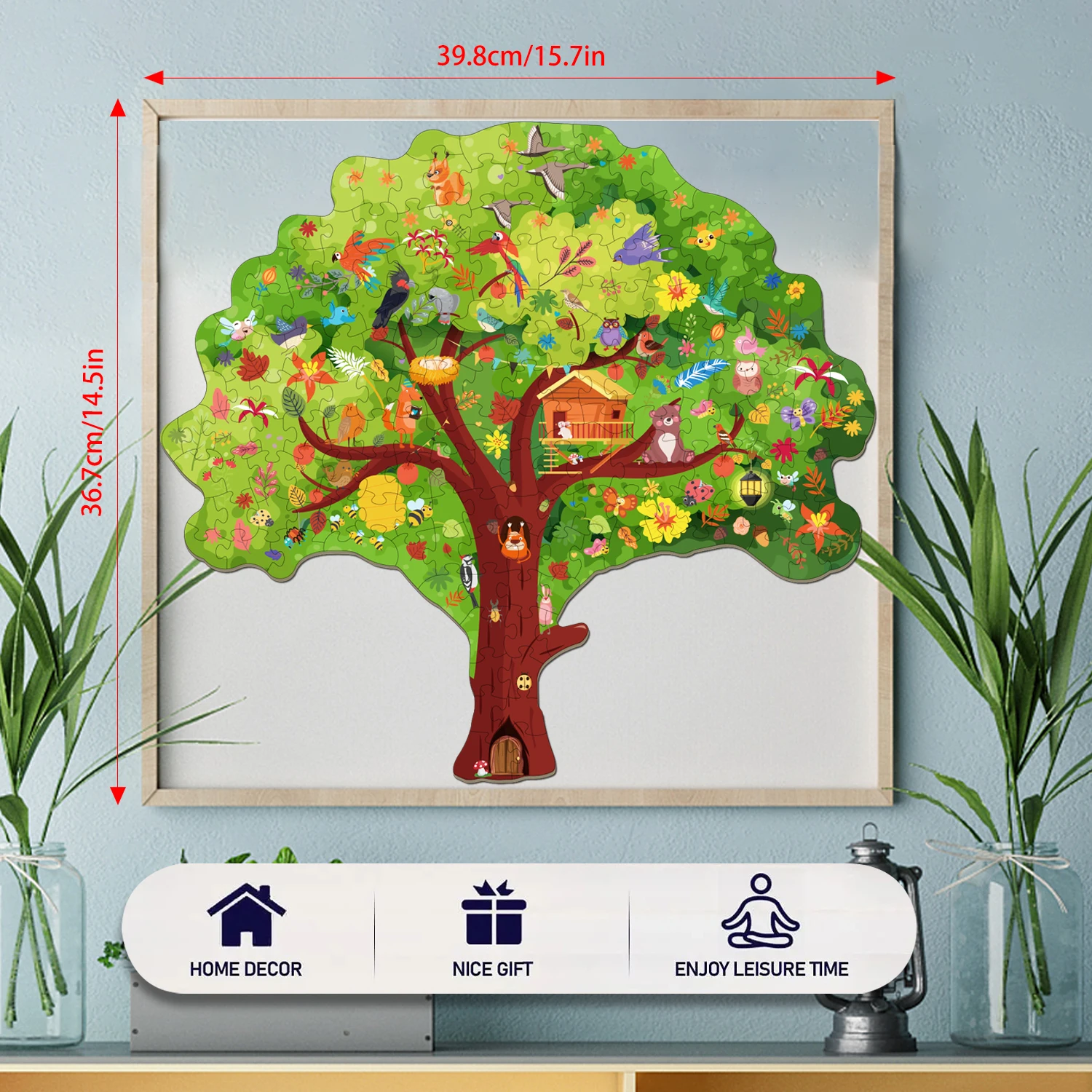 Global Bridge CP-220093 Unique Kids Puzzle Box FSC Certified Oak Shaped Jigsaw Puzzle for Children DIY Logo Made Paper Cardboard
