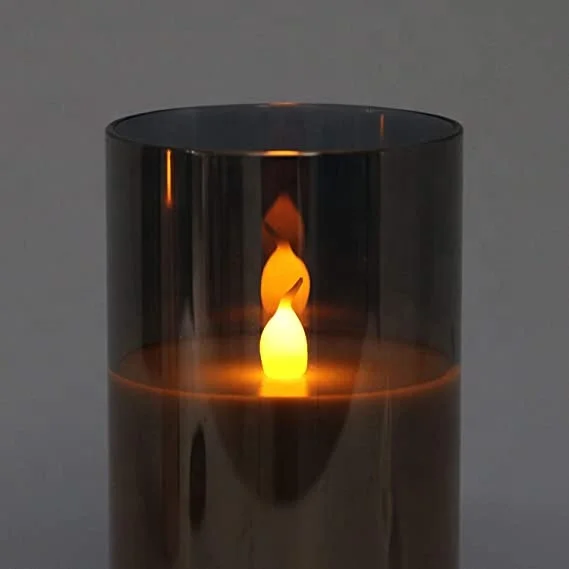 
wholesale glass flicker flame battery operated led candles with timer 