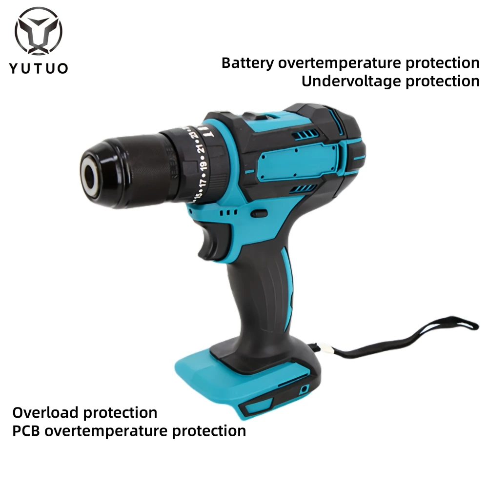 YUTUO profession 2.0 ah 4.0 ah 21v 36v 48v lithium battery cordless torque brushless electric power impact drill