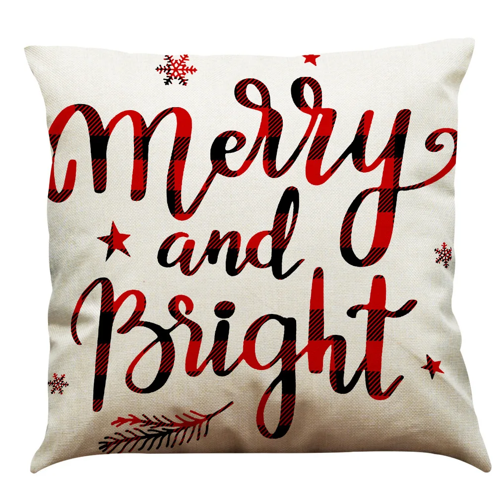 2024 Christmas Theme Cotton Linen Car Sofa Pillow Cushion Cover Cushion for House Decoration
