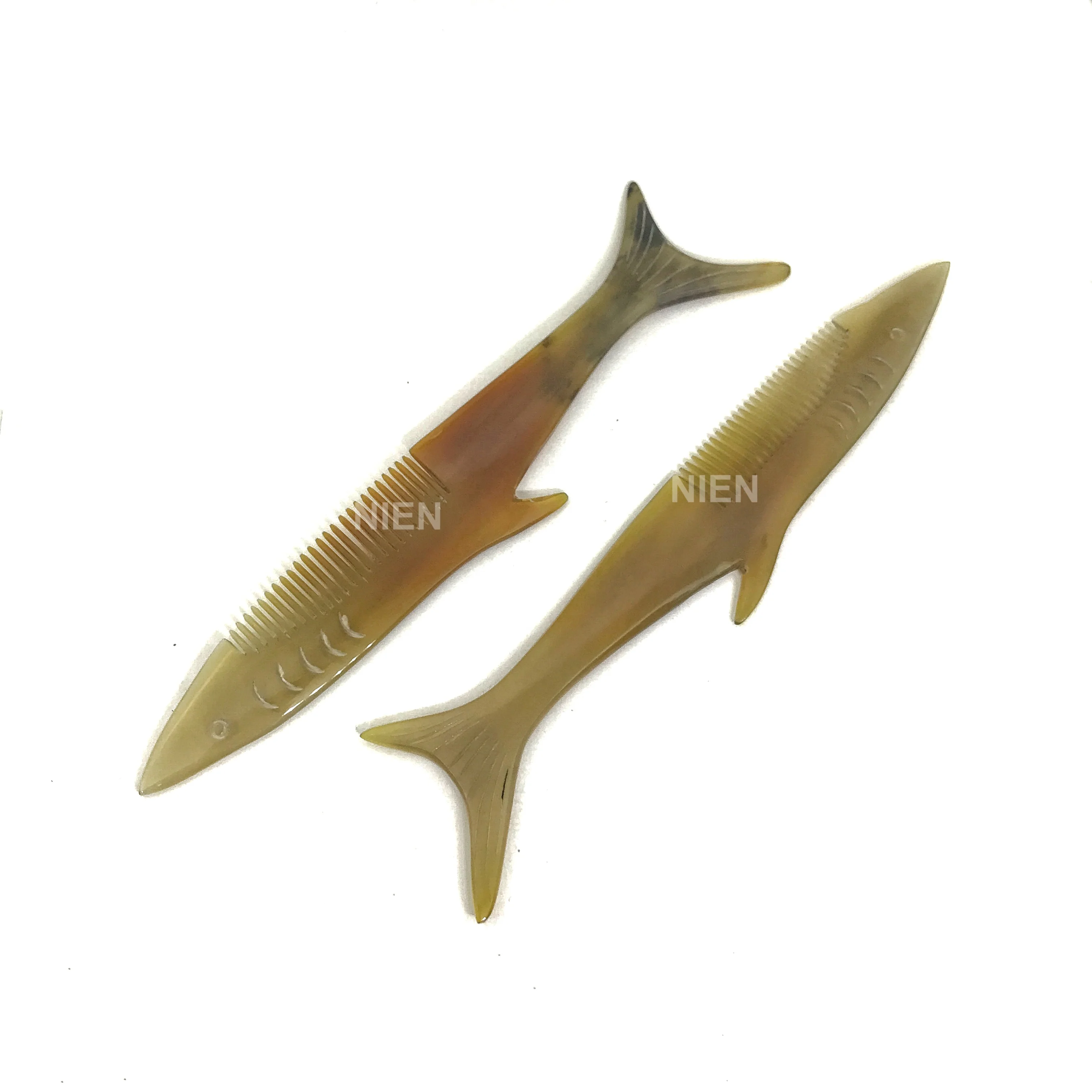 NIEN Handmade Buffalo Horn Shark Fish Hair Comb Luxury with Medical Benefits Good for Scalp and Hair Growth Anti Static Made