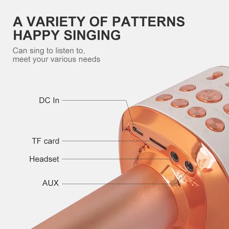 3-in-1 Portable Hand Speaker Wireless Karaoke Microphone for iPhone Android iPad PC