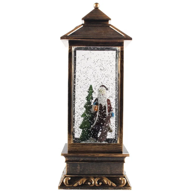 Hot sale led acrylic lights decoration lantern christmas ornaments with winter scene inside