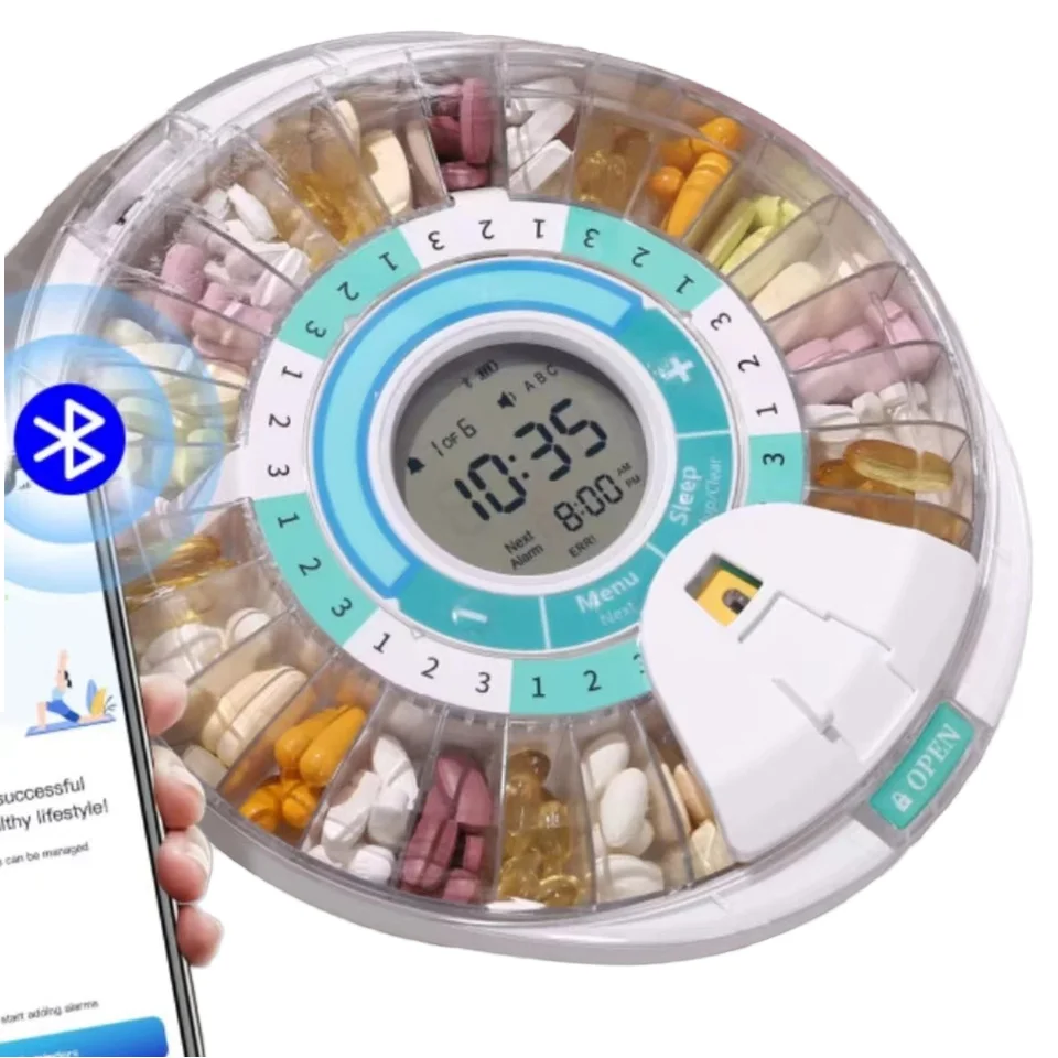 Portable Multifunctional Timing Alarm Clock Intelligent Electronic Medicine Box for Elderly Pill Container Reminker