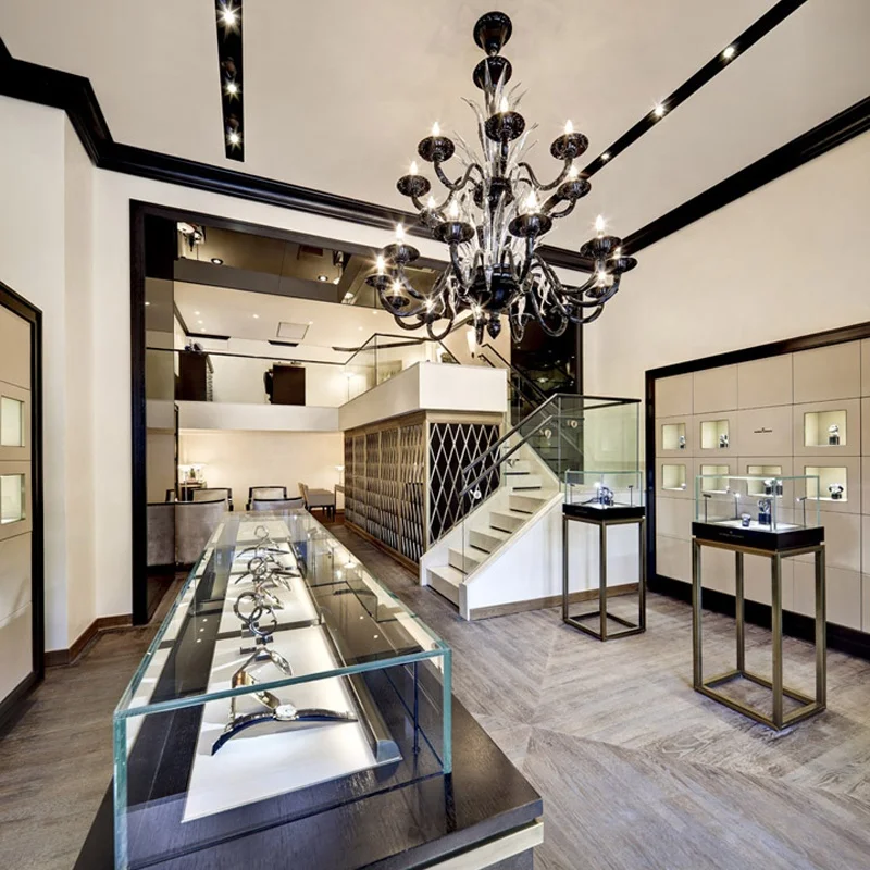 Lux Design Acrylic Glass Wood Wrist Watch Display Showcase for Fashion Counter for Mall Shopping Retail or Store Use