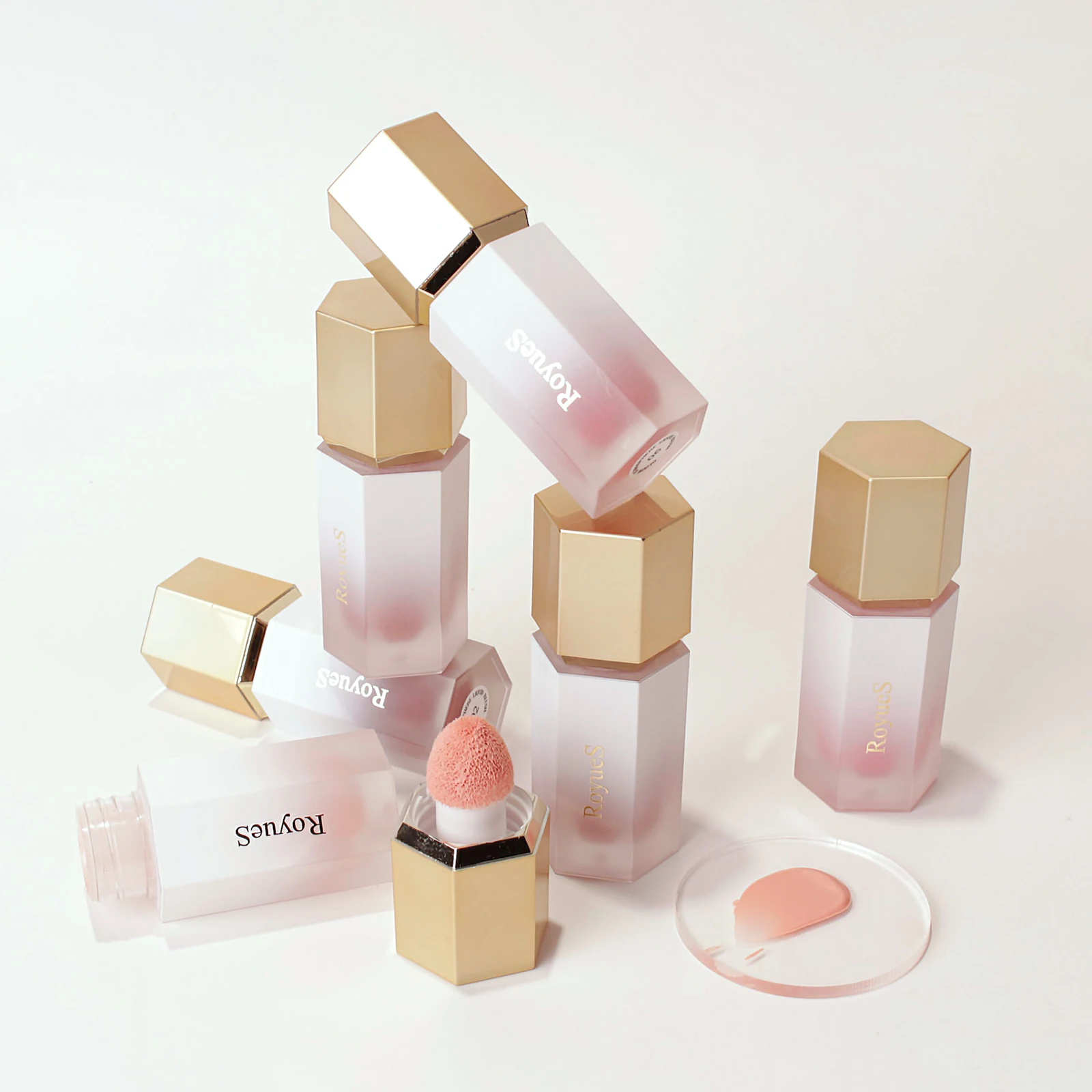 Easy to Blend Cream Mousse Velvet Silky Natural Cheek Liquid Blush Cushion With Brush