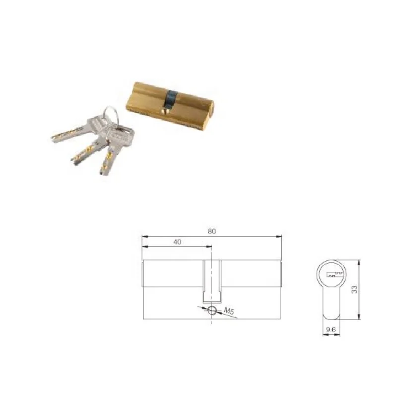 Copper Cylinder Nickle plated Finished Indoor and Outdoor Casement Door Lock Key Open Door Lock Cylinder