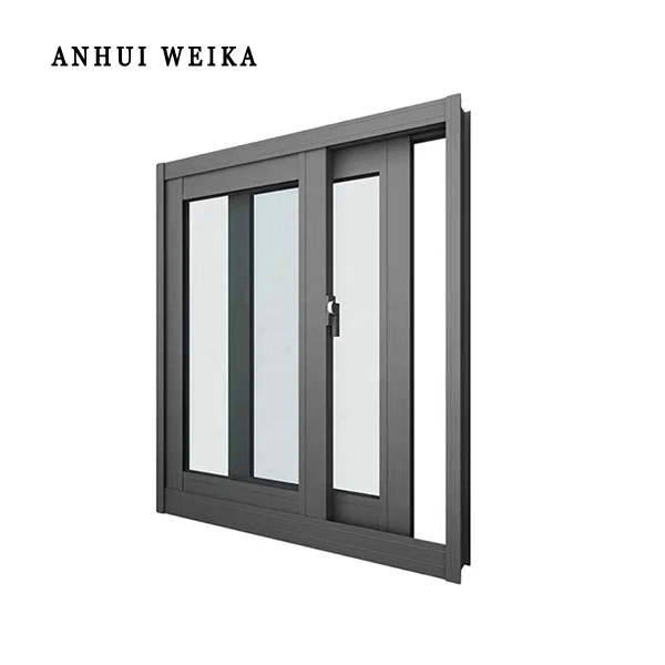 WEIKA Black Profile Color UPVC Sliding Window With Grid 15 Years Production Experience Fiber Glass Screen Netting PVC  Material