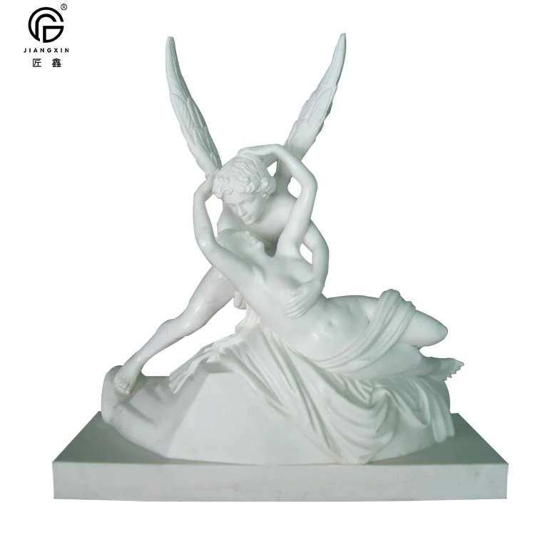 Резьба по натуральному камню, Купидон и психическая скульптура, мраморный Ангел, Бог любви, статуи