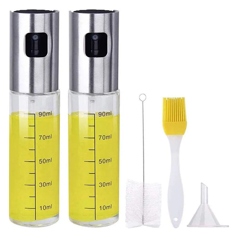 100ml Oil Sprayer for Cooking, 2 Pack Olive Oil Sprayer for Air Fryer, Glass Spray Oil Bottle Dispenser Kitchen Spritzer for BBQ