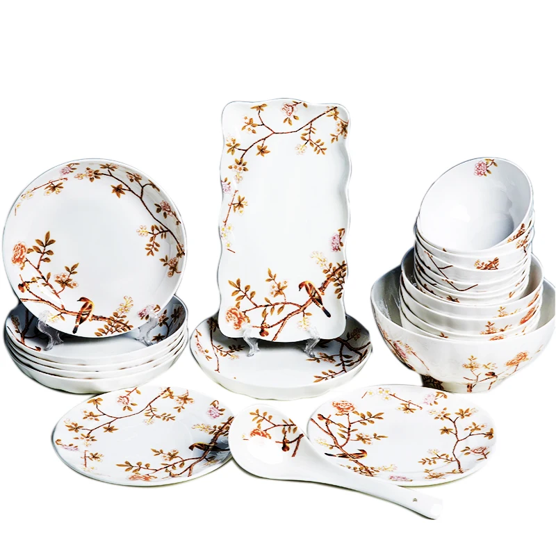 6 persons Use High Quality Bowls Plates Fine Bone China Heathy Modern Dinner Sets