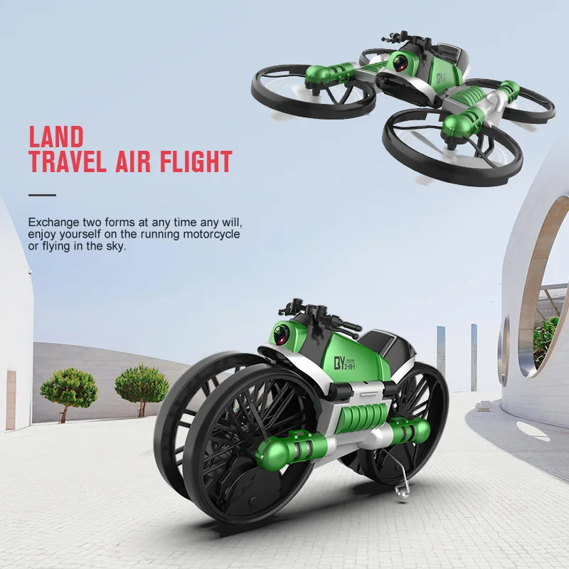 2 in 1 RC Flying Folds into a Motorcycle Car Gesture Sensing Aerial Photography Drone Remote Control Airplane Toy