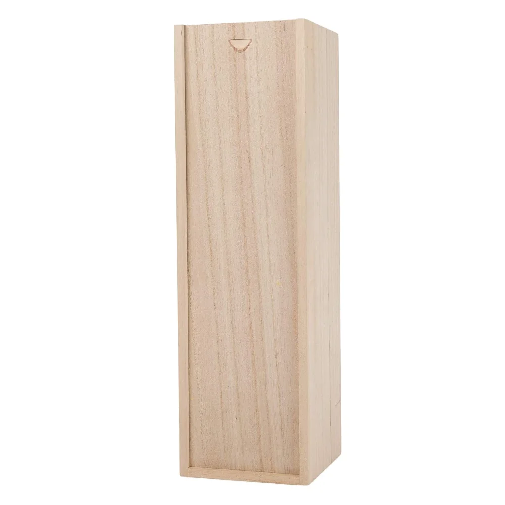 Caoxian Wholesale Unfinished Pine Wooden Champagne Red Wine liquor Single Bottle Boxes With Sliding Lid