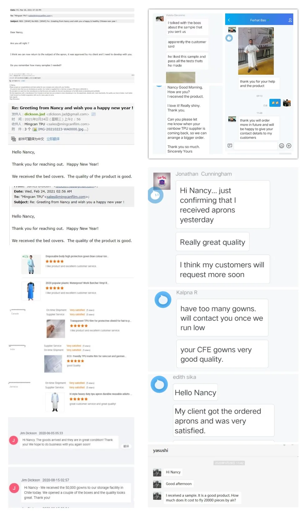 China adult washable waterproof reusable plastic TPU butchers bibs apron