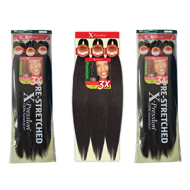Wholesale Pre Stretch Braiding Hair Extension Synthetic Yaki Ombre Pre Prestrech Hair Ez Braids Pre Stretched Braiding Hair