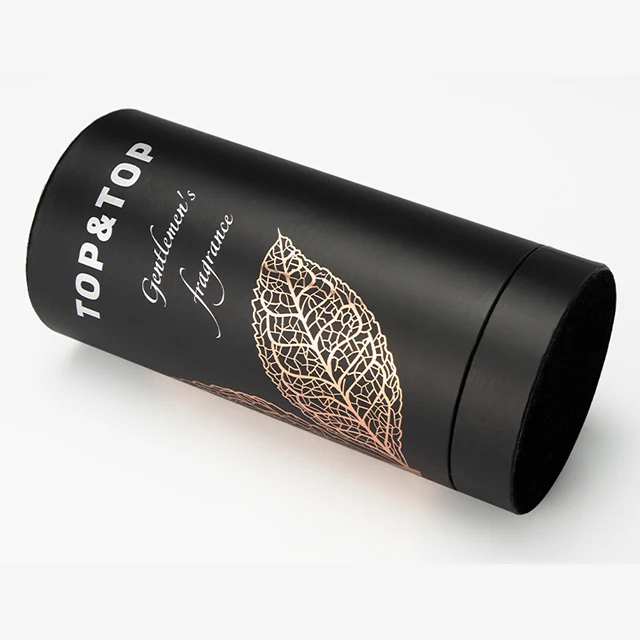 Custom Round Black Paper Gift Box Empty Cylinder Packaging Box Manufacturer for Perfume Candle