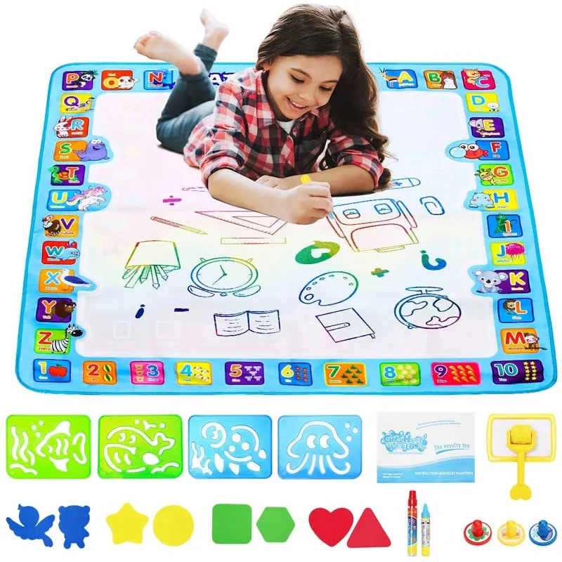 Junmon Magic Water Drawing Mat Coloring Doodle Mat Magic Pens Montessori Toys Painting Board Educational Toys for Kids