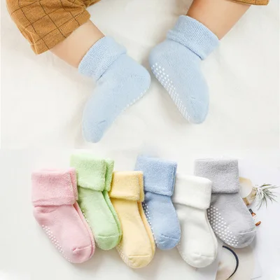 CT Newborn Baby winter terry warm cotton socks Soft breathable anti slip baby socks