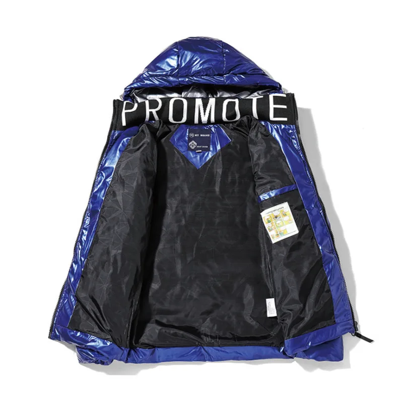 Модная дизайнерская зимняя мужская куртка-пуховик с индивидуальным логотипом, уличная блестящая пузырьковая куртка