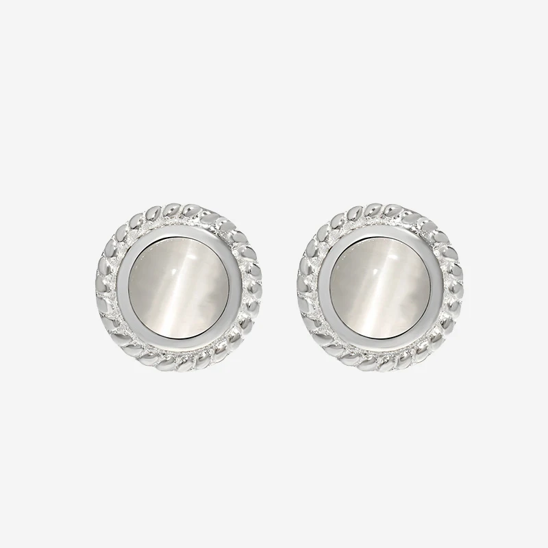 VIANRLA 925 Sterling Silver Opal Stone Round Shape Stud Earrings Elegant 18k Gold Plated Earrings  Dropshipping