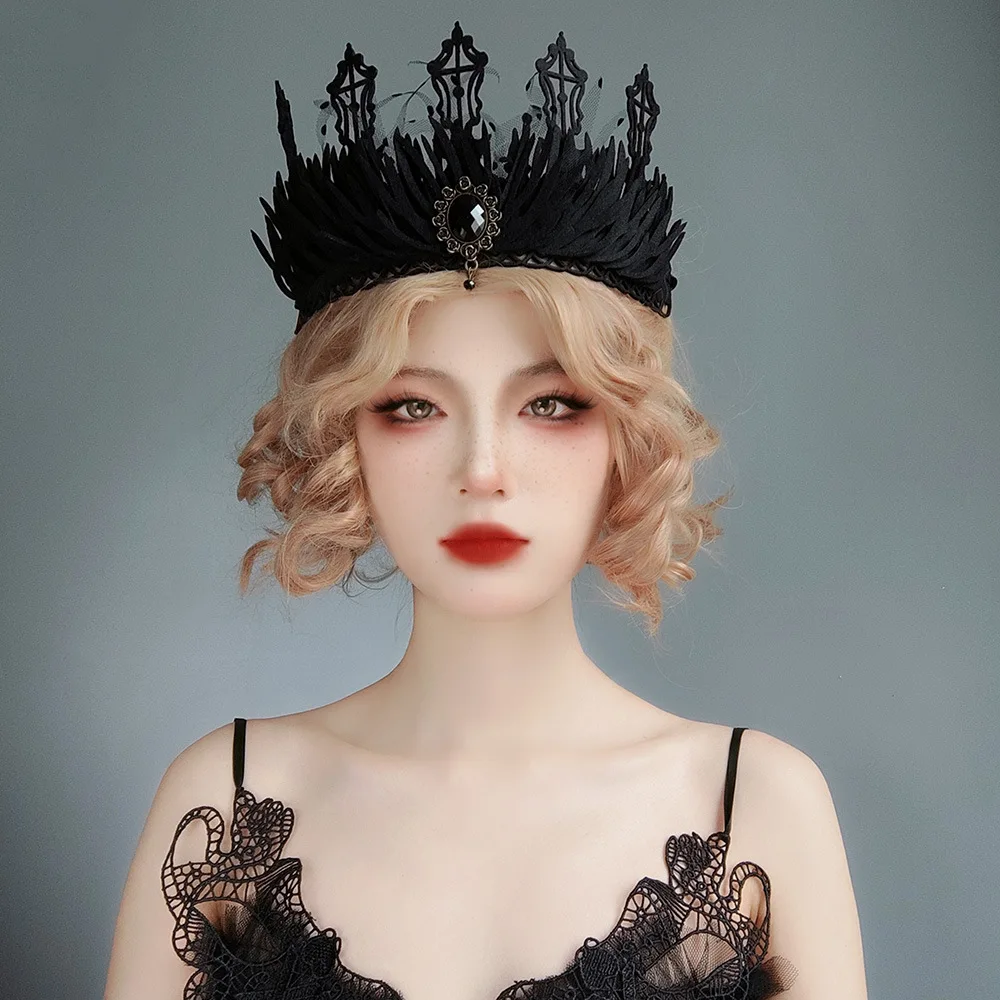Vintage Crown Halloween Makeup Ball King Princess Witch Head Crown Gothic Style Accessories Headwear