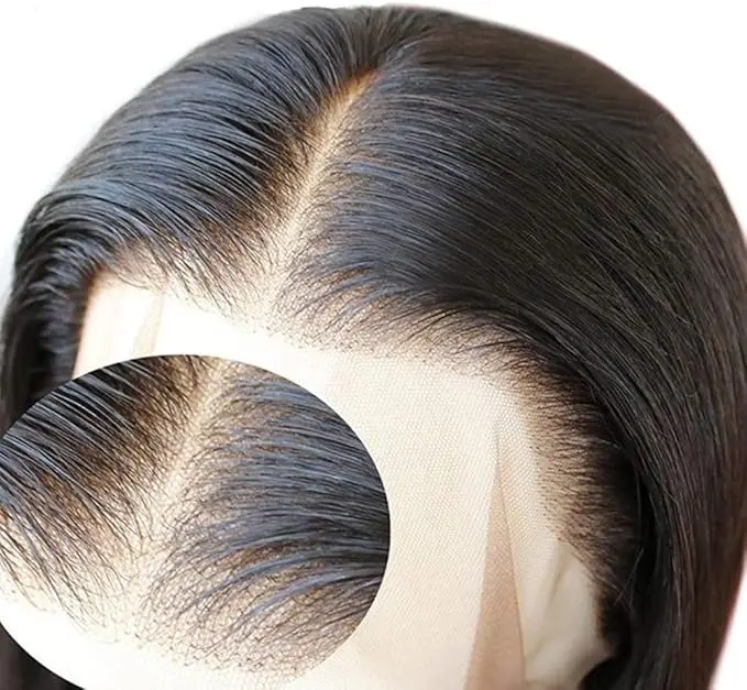 Lace Front Wigs Straight Hair Synthetic Long Silk Straight Wig Heat Resistant Fiber Natural Black  Wig With Baby Hair For Women