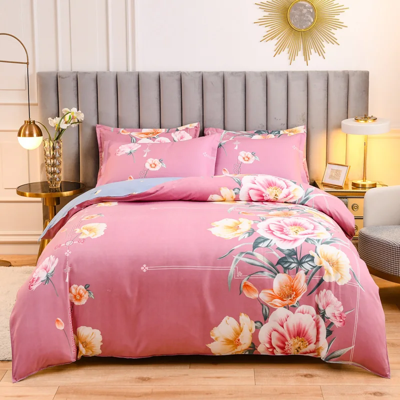Hot Selling Printed Cotton Four-piece Hotel Quilt Bedspreads  3Pcs 4Pcs  bed sheet set Bedding Sets