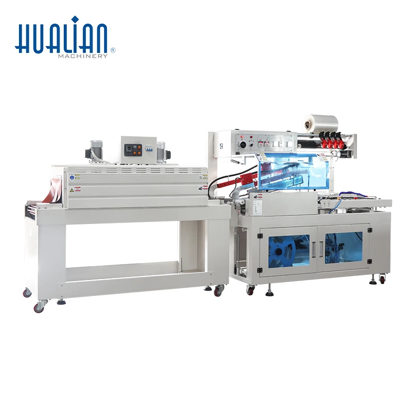 BSF-5640LG/E+BS-4522 Hualian POF PE  Bath Bomb Food L Type Heat Tunnel Shrink Wrap Wrapping Stretch Film Packaging Machine