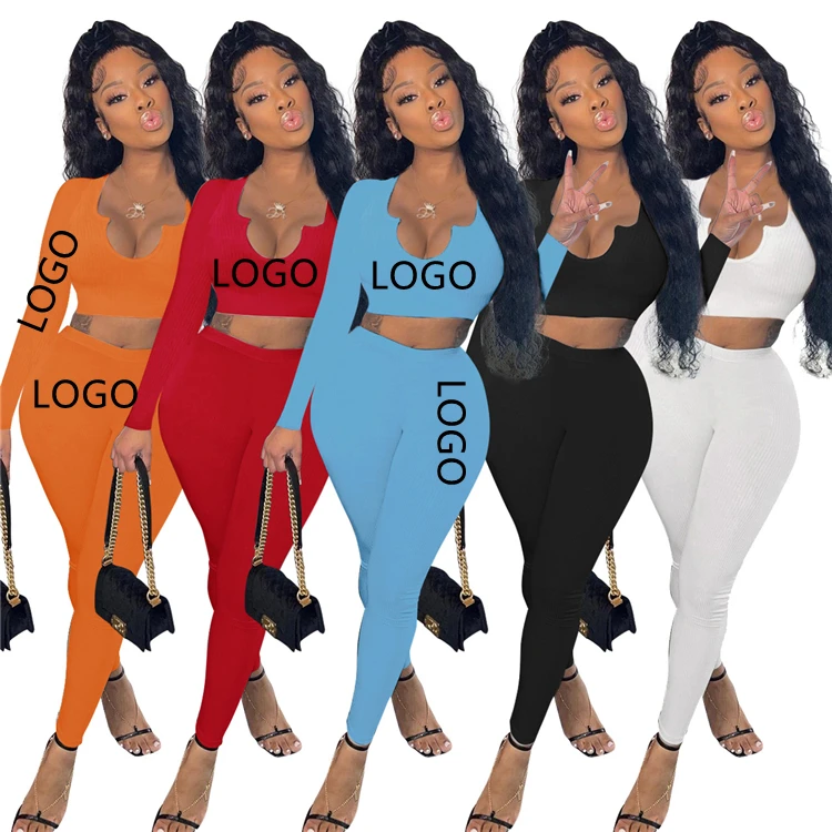 AOMEI High Quality Irregular Crop Top Hooded 2 Piece Sets Women Casual Sports Wear Pants Two Piece Set Clothing